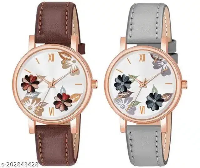 Analog Watch for Women, Pack of 2 (Multicolor)