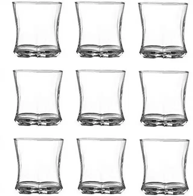 Liquor cum Cocktail Glasses, Transparent, 280 ml, Pack of 9
