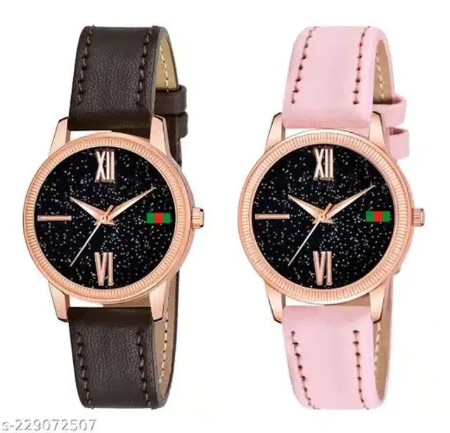Analog Watch for Women, Pack of 2 (Multicolor)