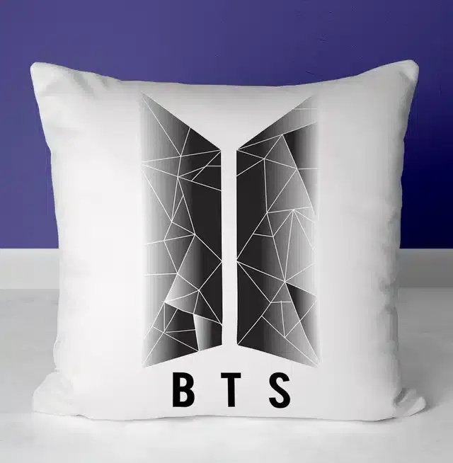 BTS Signature Printed Cushion Cover, Multicolor, 12X12 Inch, Gt-005