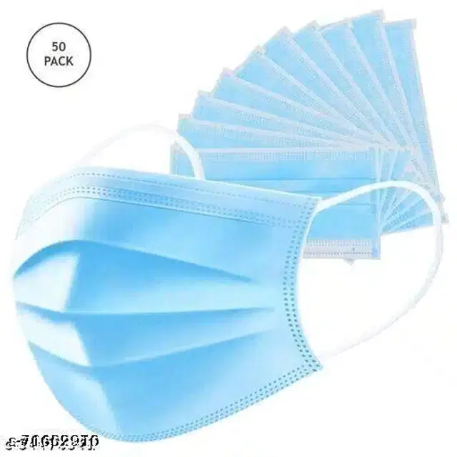 Non-Woven PPE Masks, Blue, Pack of 50
