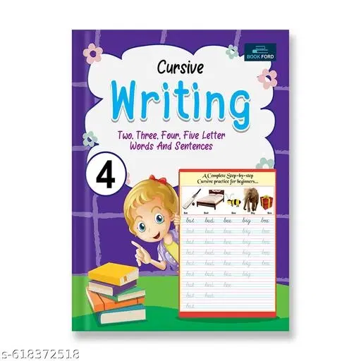 Cursive Writing Two Three Four Five Letter Words and Sentences Book for Kids Part 4 | Handwriting Improvement Practice Book for Children | Early Learning Writing Workbook for Nursery LKG UKG Students | Skill Building Activity Book for Kids