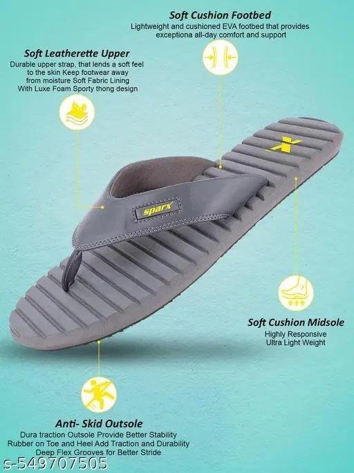 Sparx EVA Flip-flops for Men (Grey, 6)