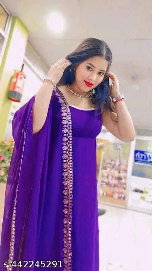Refined Dupatta Set for Women (Purple, XS)