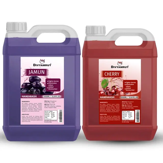 Divyamrut Jamun & Cherry Liquid Hand Wash, 1000 ml, Pack of 2