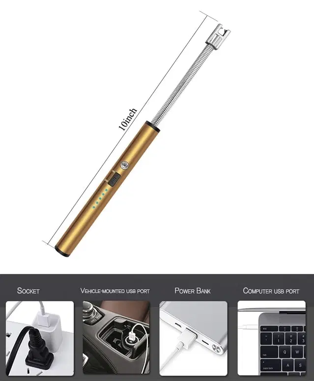 Aluminium Electric Gas Lighter, Golden