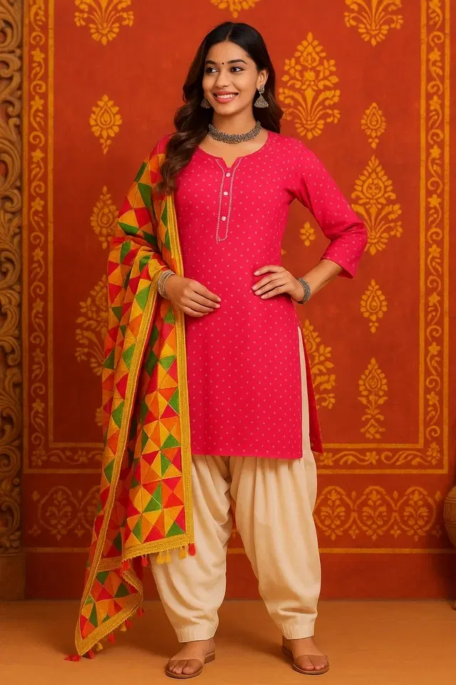 Rayon Striped Kurti for Women, Pink (XXL)