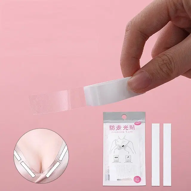 Double Sided Self-Adhesive Lingerie Tape for Women, Pack of 36 (Transparent)