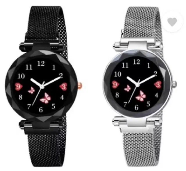 Analog Watch for Women & Girls, Pack of 2 (Multicolor)