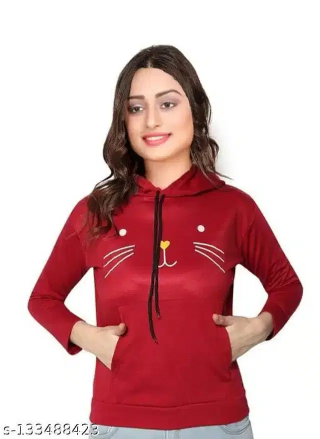 Full Sleeves Hoodie for Women (Red, S)