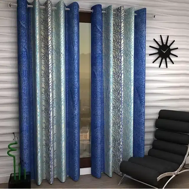 Door Curtains, Pack of 2, Blue, 7 feet
