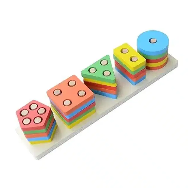 Wooden Geometric Blocks Set for Kids, Multicolor, Set of 1