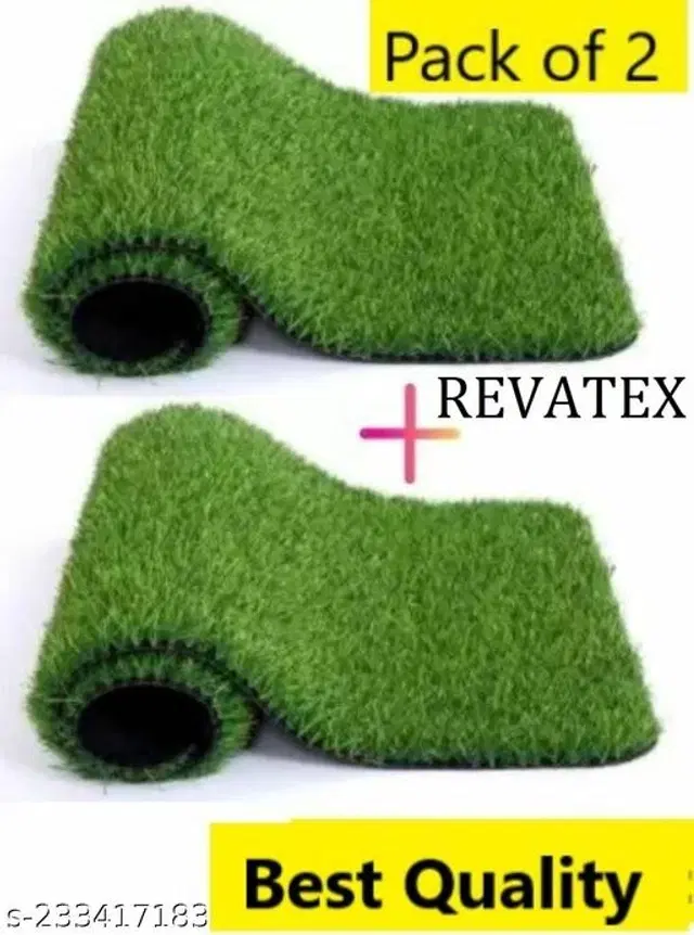 Artificial Grass Doormat, Green, 16x24 inches, Pack of 2