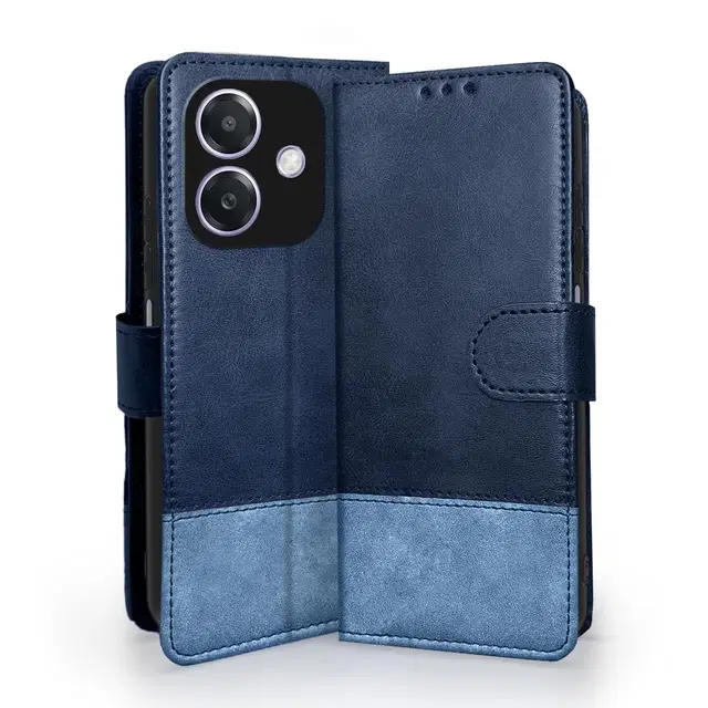 Artificial Leather Mobile Flip Cover for Oppo Cph2641 / A3X 4G /A3 5G, Blue