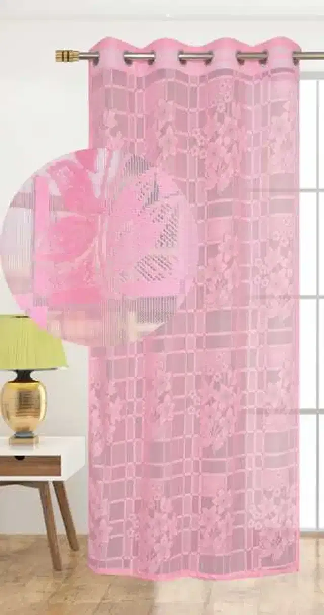 Window Curtain, Pink, 4X5 Feet