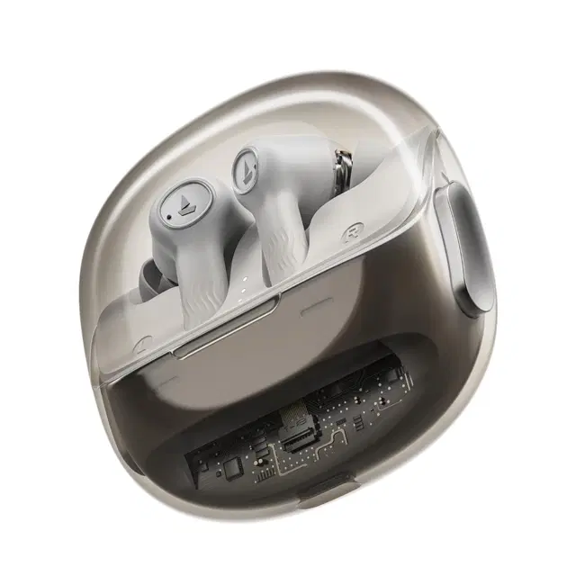 boAt Nirvana Crystl, Transparent Case,Spatial Audio, ANC(~32dB), 100Hrs Battery,4Mics ENx,App Support, Bluetooth Earbuds, Tws Ear Buds Wireless Earphones With Mic (White Lustre)