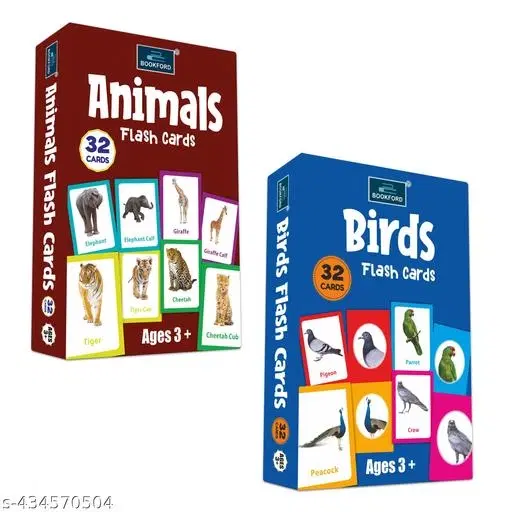 Flash Cards - Set of 2 Flash Cards for Kids - Animals, Birds