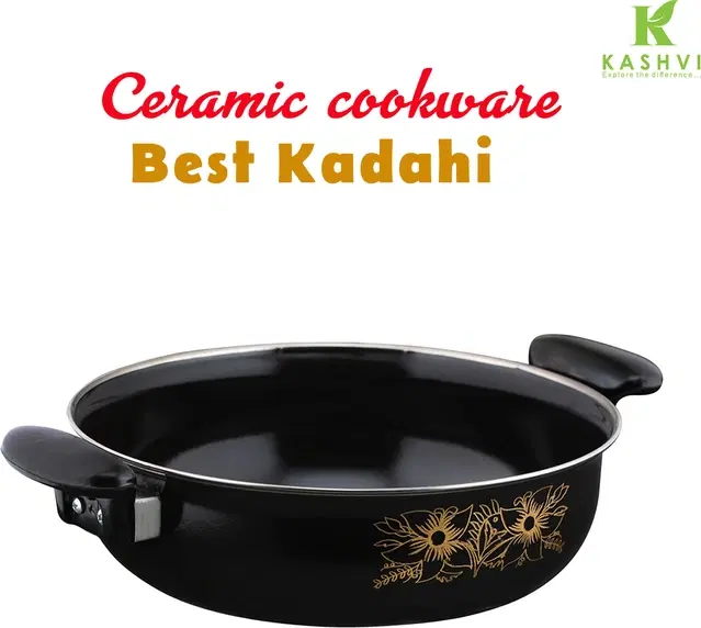 Cast Iron Kadai, Black, 28 cm