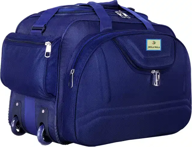 Synthetic Traveling Luggage Bag with Wheels, Blue,60 L