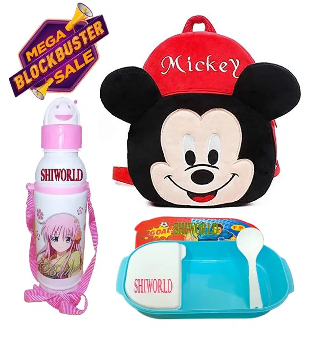 Kids Backpacks with Lunch Box & Water Bottle, Multicolor, Pack of 3