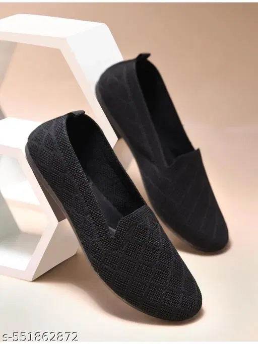 Shoetopia Solid Mesh Ballerinas (Black, 8.5-9 Years)
