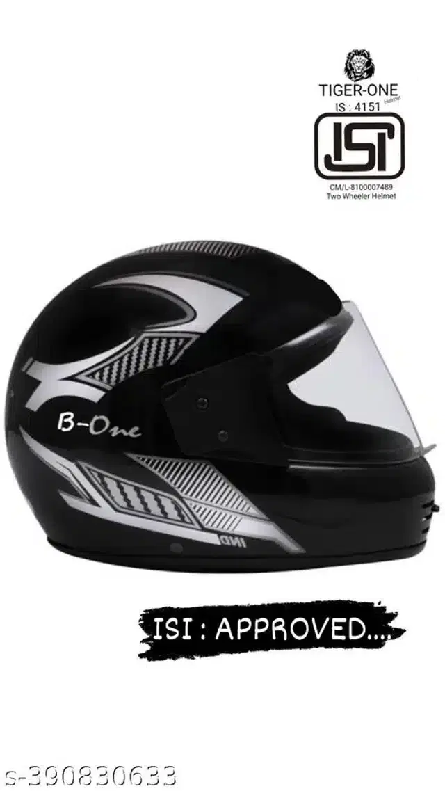 Full Face Helmet for Men & Women, Black & Silver