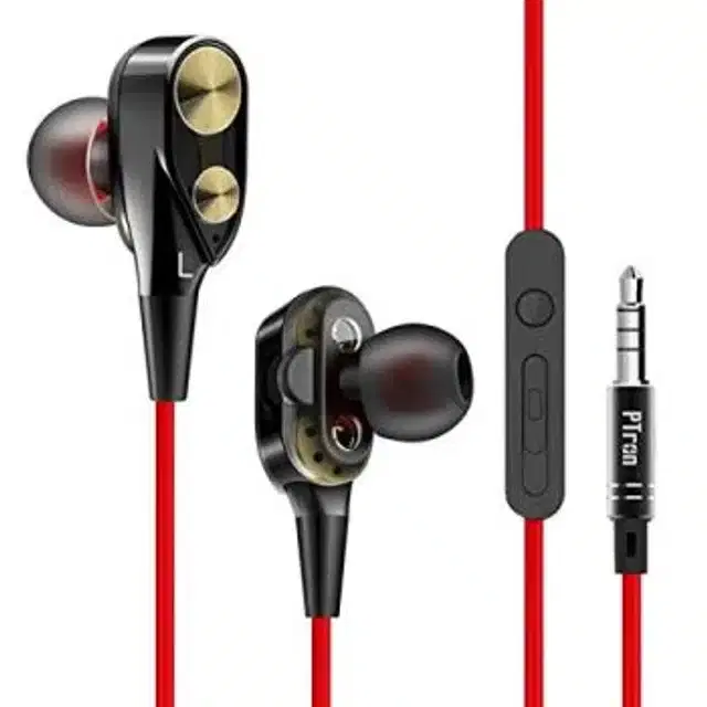 In-Ear 3.5 mm Wired Earphone with Mic, Black & Red