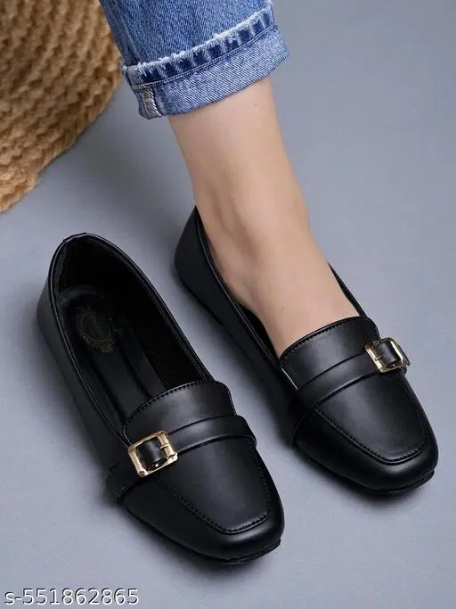 Shoetopia Solid Synthetic Ballerinas (Black, 8-8.5 Years)