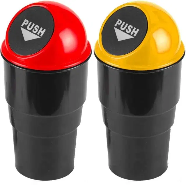 Immutable Mini Car Trash Bin Trash Garbage Can for All Car Office Home Desktop, Pack of 2 Plastic Dustbin, Multicolor, Pack of 2