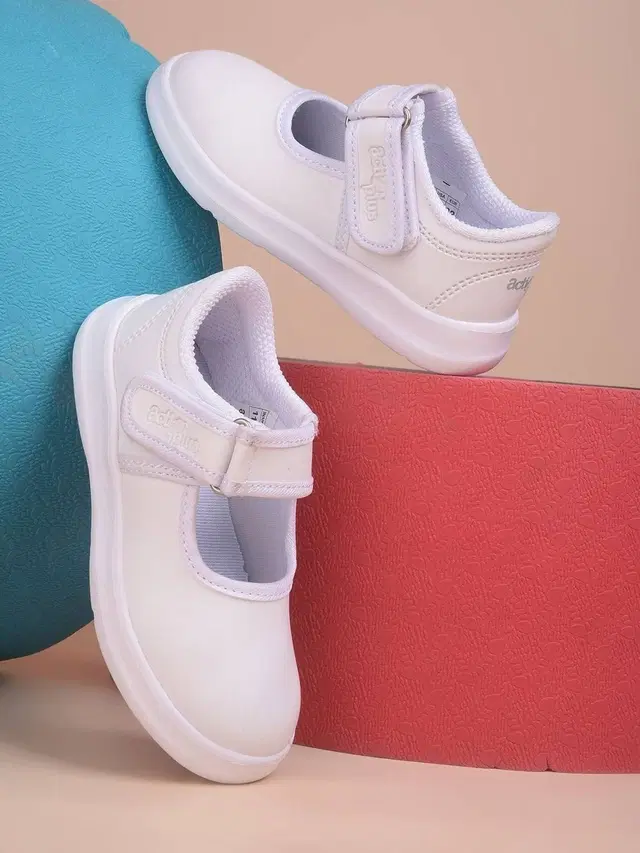 action Strap School Shoes for Girls (White, 15-16 Years)