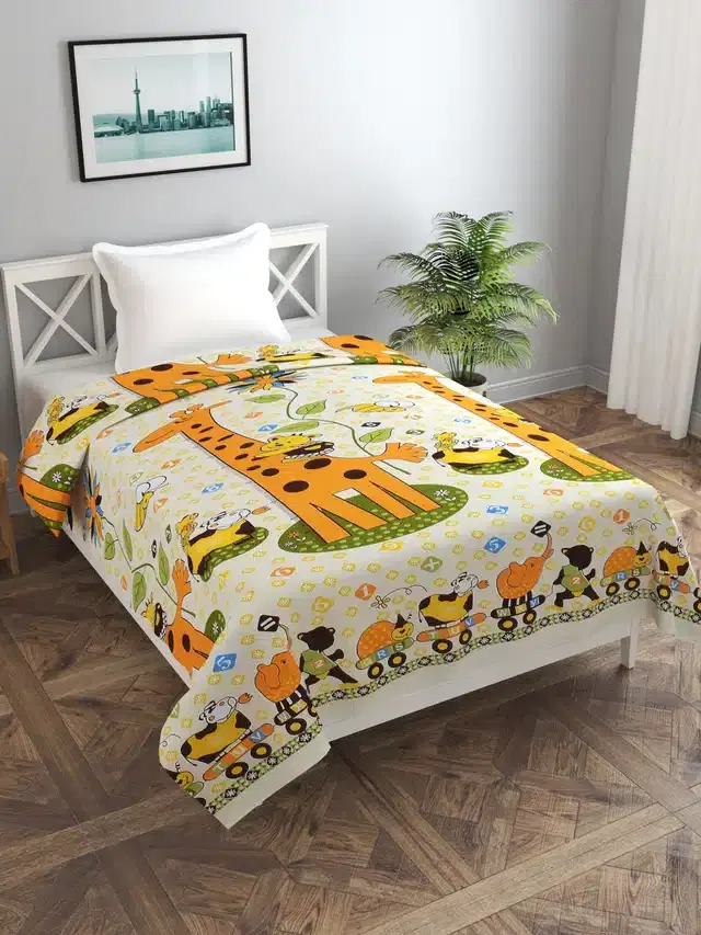 Printed Single Duvet Cover with Zipper, Multicolor, 60x90 Inches
