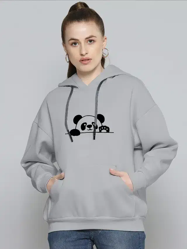 Hooded Sweatshirt for Girls (Grey, M)