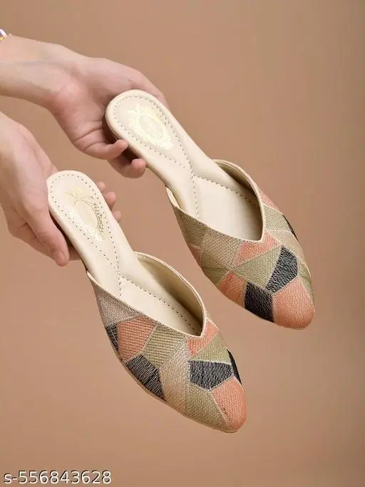 Colorblocked Comfort Heels for Women (Multicolor, 5.0)