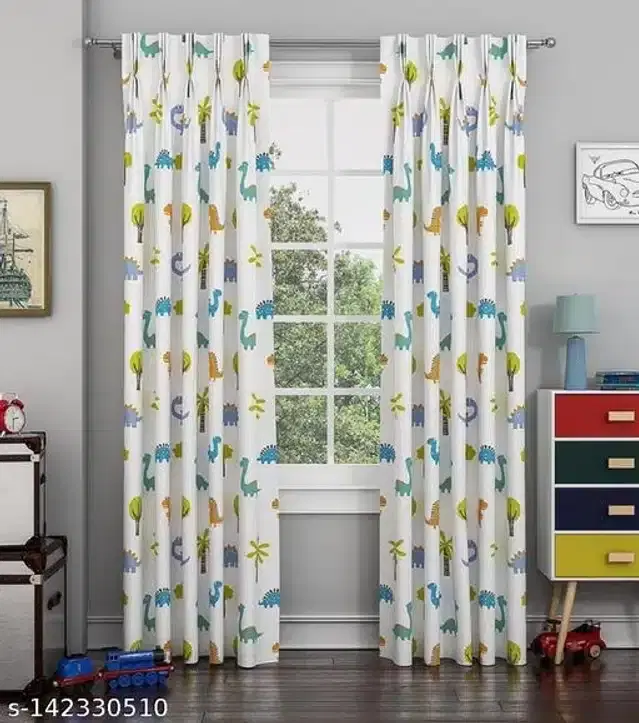 Polyester Window Curtain, Multicolor, 5 Feet, Pack of 2