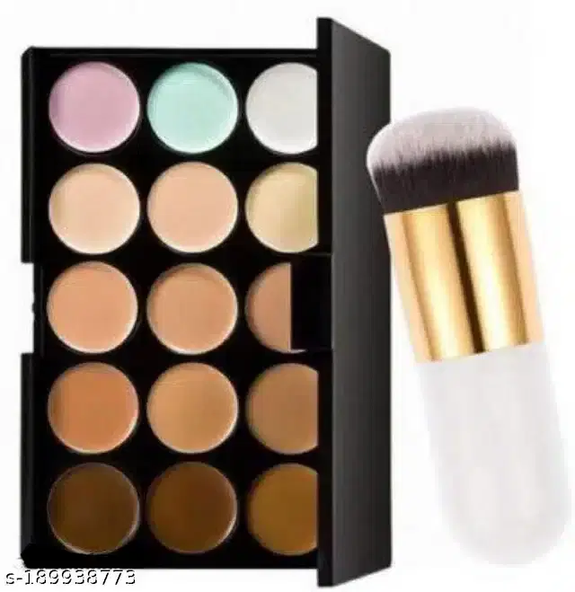 Eye Shadow Palette with Foundation Brush, Set of 2
