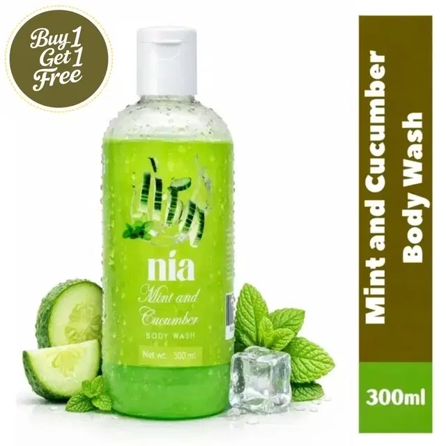 Nia Mint & Cucumber  Body Wash 2X300 ml (Buy 1 Get 1 Free)