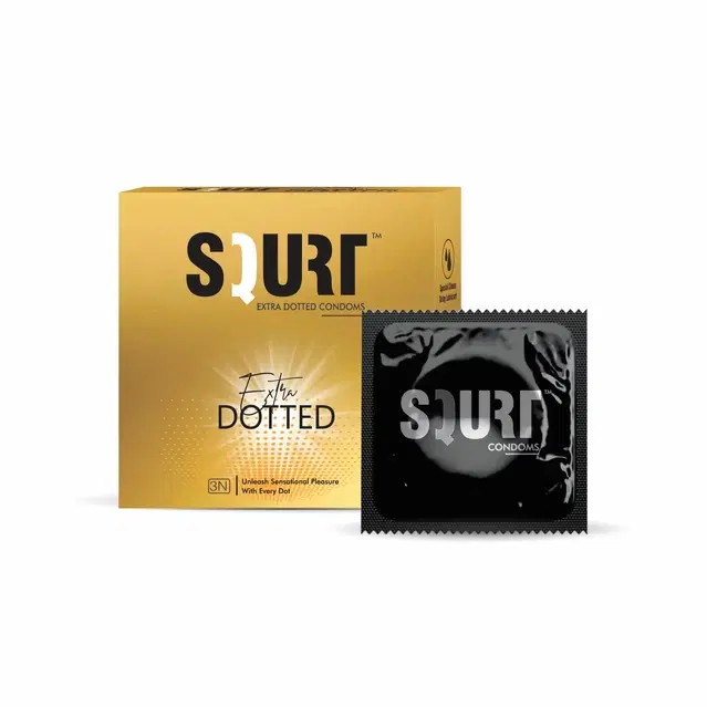 SQURT Dotted 3 Pcs Condoms for Men, Transparent, Set of 1