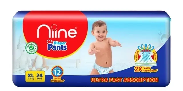 Niine Baby Diaper Pants (XL) Size (12-17 Kg) - 24 Pants