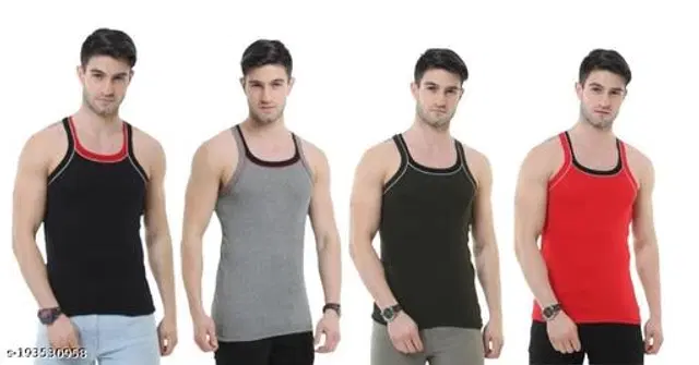 Cotton Vests for Men, Pack of 4 (Multicolor, XS)