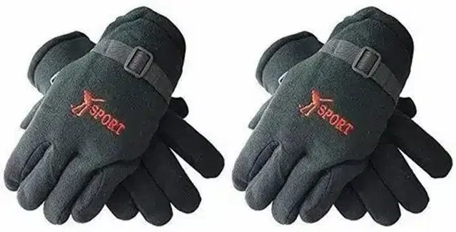 Fleece Winter Gloves for Men, Set of 2 (Black)