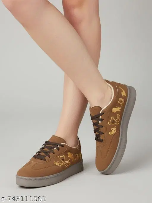 Shoetopia Girls Sneakers Brown (14-15 Years)