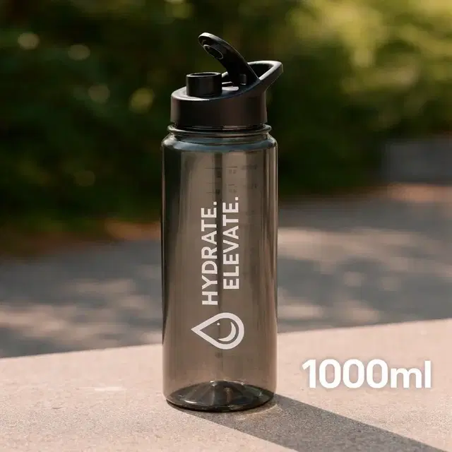 Time Marker Motivational Sipper Water Bottle With Stickers 1000ml Plastic