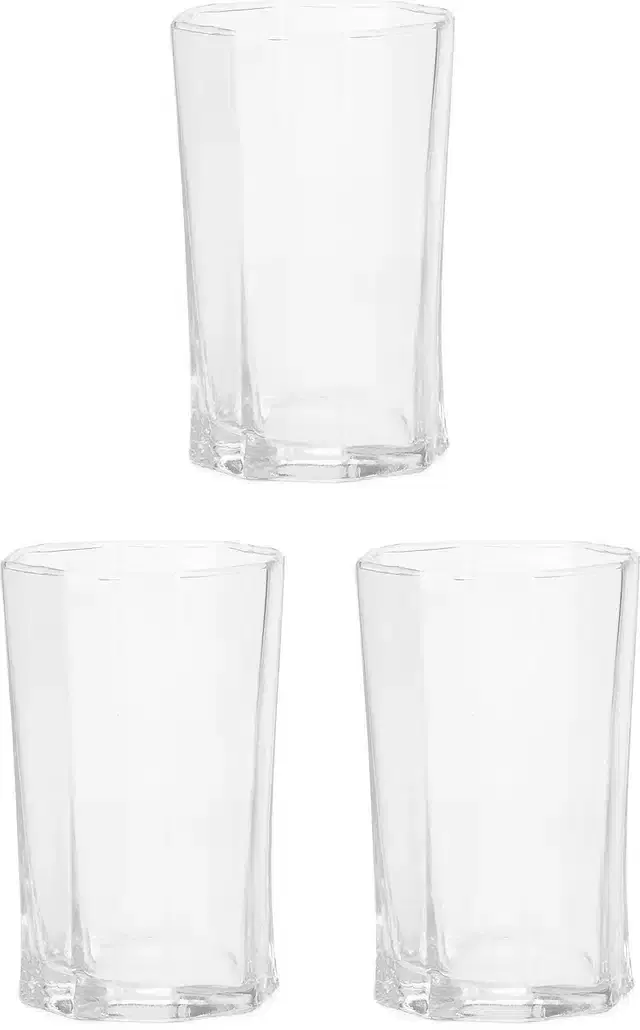 Water cum Juice Glass, Transparent, 200 ml, Pack of 3