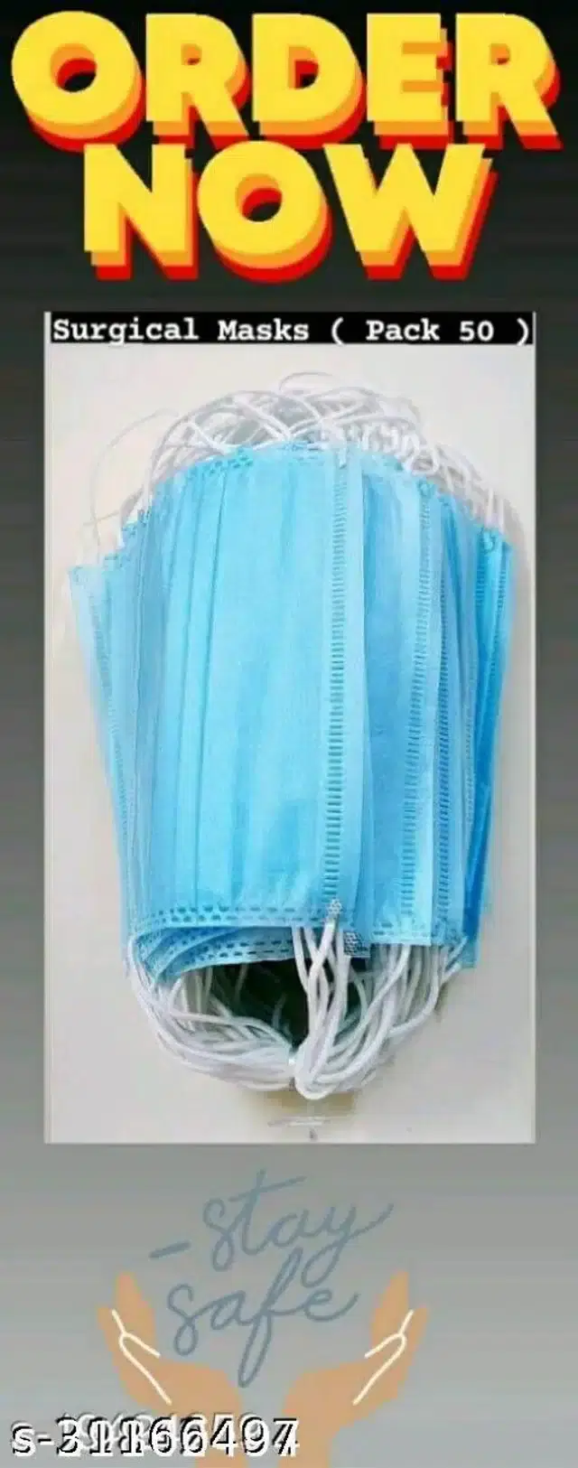 Non-Woven PPE Masks, Blue, Pack of 50