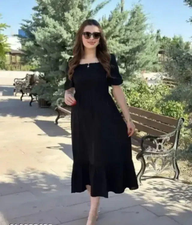 Solid Gown for Women (Black, S)