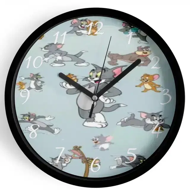 Analog Tom & Jerry Wall Clock for Home, Black, 7 Inches