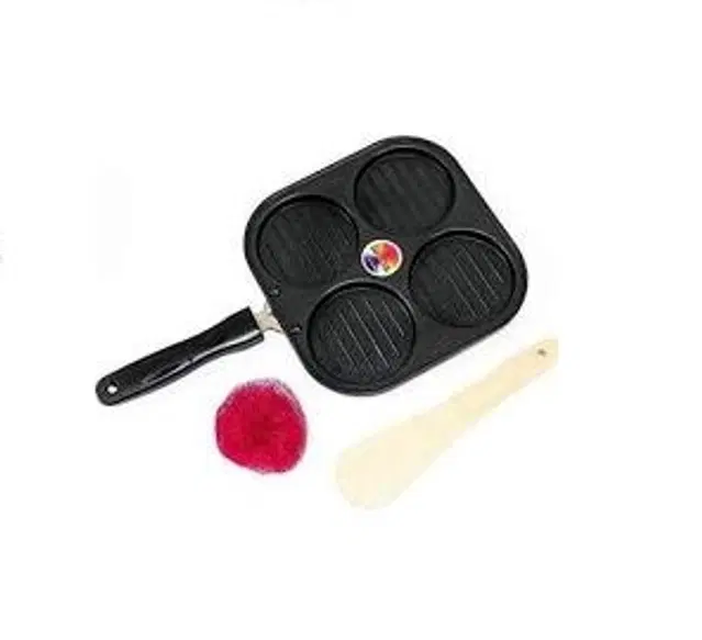 Aluminium 4 Section Appam Maker, Black
