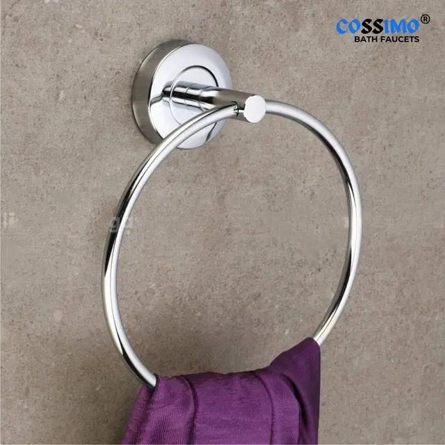 Stainless Steel Multipurpose Towel Ring with Wall Flange, Silver, Set of 1