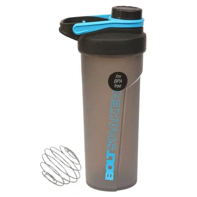 Plastic Shaker Bottle With Wire Blending Ball, Grey & Blue, 700 ml, J-146
