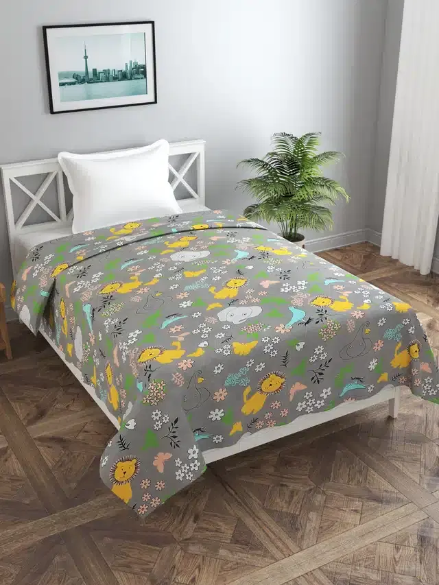 Printed Single Duvet Cover with Zipper, Multicolor, 60x90 Inches